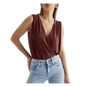 NWT Express V-Neck Surplice Pleated Shoulder Bodysuit